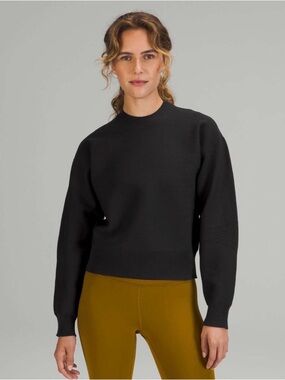 Lululemon All Around Crewneck Sweater Cropped Black Gorpcore - Size 6